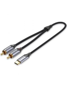 Cable Conversor Vention BGUHF/ 2x RCA Macho - USB Tipo-C Macho/ 1m/ Gris