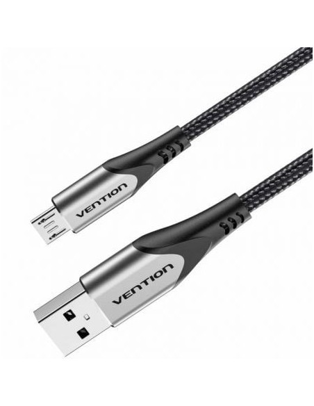 Cable USB 2.0 Vention COAHH/ microUSB Macho - USB Macho/ Hasta 60W/ 480Mbps/ 2m/ Gris