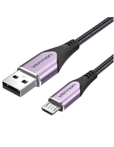 Cable USB 2.0 Vention COAVG/ USB Macho - MicroUSB Macho/ Hasta 60W/ 480Mbps/ 1.5m/ Purpura