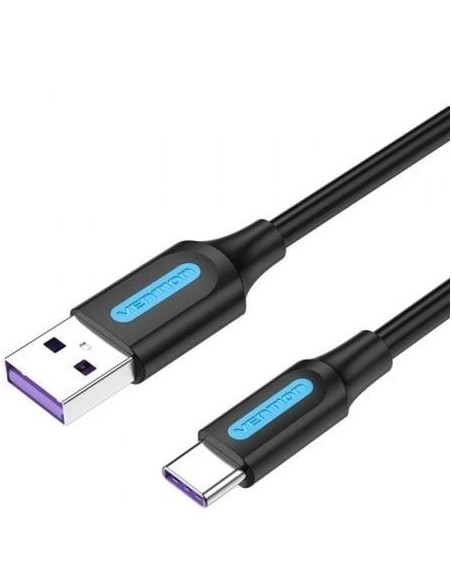 Cable USB 2.0 Tipo-C Vention CORBF/ USB Macho - USB Tipo-C Macho/ Hasta 100W/ 480Mbps/ 1m/ Negro