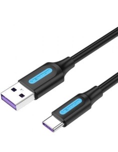 Cable USB 2.0 Tipo-C Vention CORBH/ USB Macho - USB Tipo-C Macho/ Hasta 100W/ 480Mbps/ 2m/ Negro
