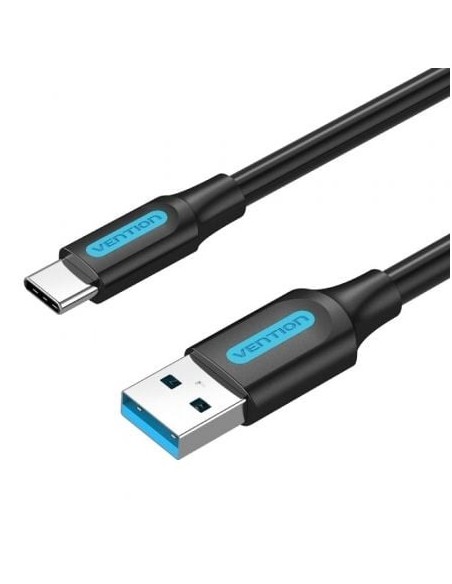 Cable USB 3.0 Tipo-C Vention COZBD/ USB Macho - USB Tipo-C Macho/ Hasta 60W/ 5Gbps/ 50cm/ Negro