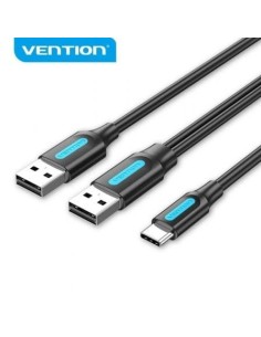 Cable USB 2.0 Vention CQKBF/ USB Tipo-C Macho - 2x USB Macho/480Mbps/ 1m/ Negro