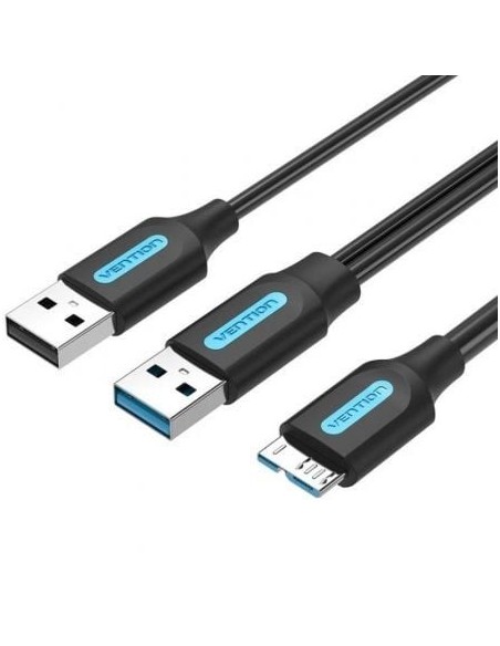 Cable USB 3.0 Vention CQPBF/ USB Macho - MicroUSB Macho/ USB 2.0 Macho/ 5Gbps/ 1m/ Negro