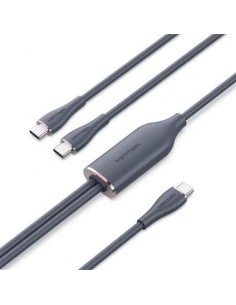 Cable USB 2.0 Tipo-C Vention CTMBG/ USB Tipo-C Macho - 2 x USB Tipo-C Macho/ Hasta 100W/ 480Mbps/ 1.5m/ Negro