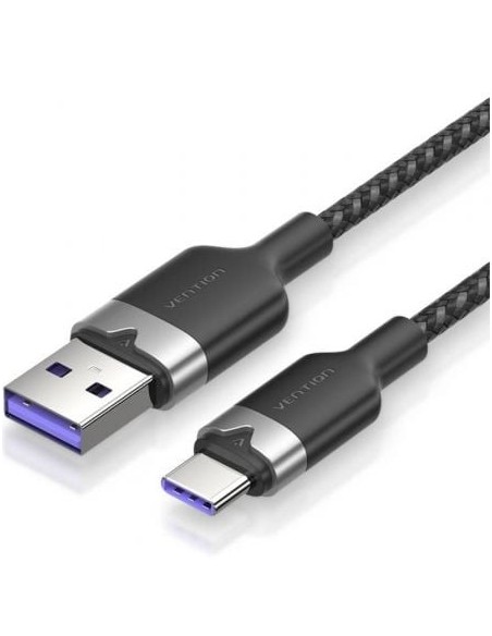 Cable USB 2.0 Tipo-C Vention CTOBH/ USB Tipo-C Macho - USB Macho/ Hasta 100W/ 480Mbps/ 2m/ Negro