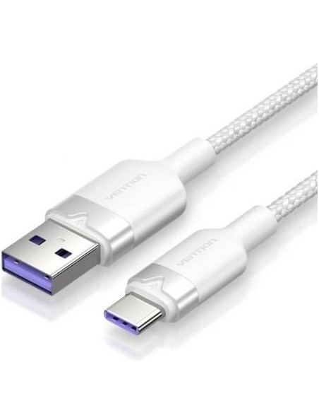 Cable USB 2.0 Tipo-C Vention CTOWF/ USB Tipo-C Macho - USB Macho/ Hasta 100W/ 480Mbps/ 2m/ Blanco