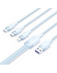 Cable USB 2.0 Lightning Vention CTRLG/ USB Macho/ USB Tipo-C Macho - MicroUSB Macho - Lightning Macho/ 1.5m/ Azul
