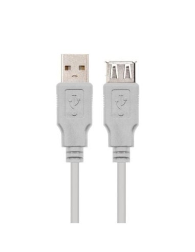 Cable Alargador USB 2.0 Nanocable 10.01.0202/ USB Macho - USB Hembra/ 1m/ Beige