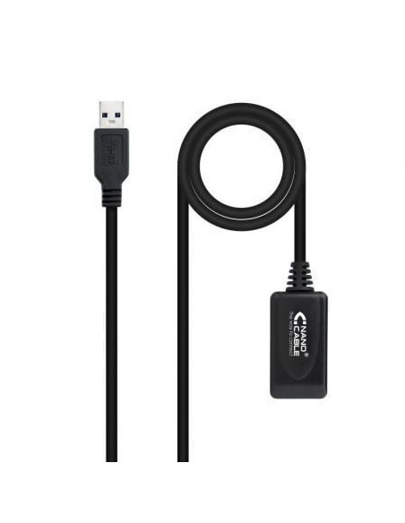 Cable Alargador USB 3.0 con Amplificador Nanocable 10.01.0311/ USB Macho - USB Hembra/ 5m/ Negro