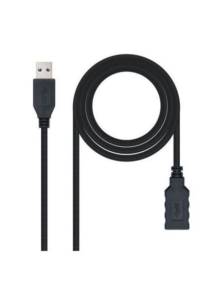 Cable Alargador USB 3.0 Nanocable 10.01.0901-BK/ USB Macho - USB Hembra/ 1m/ Negro