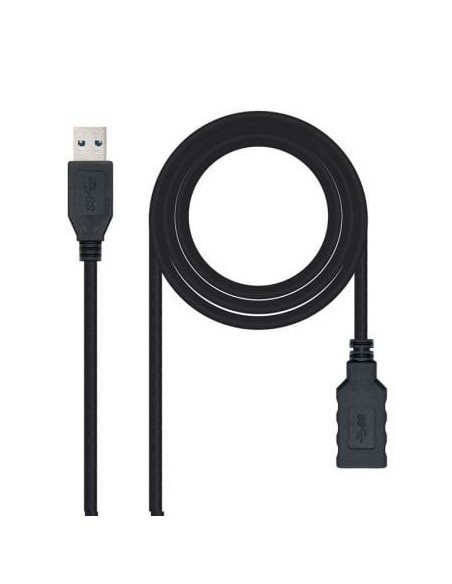 Cable Alargador USB 3.0 Nanocable 10.01.0902-BK/ USB Macho - USB Hembra/ 2m/ Negro