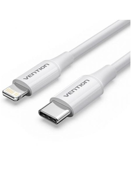 Cable USB 2.0 Tipo-C Lightning Vention LAJWF/ USB Tipo-C Macho - Lightning Macho/ Hasta 27W/ 480Mbps/ 1m/ Blanco