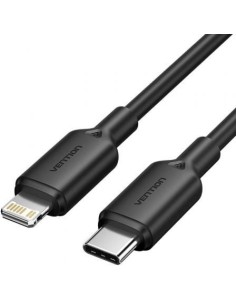 Cable USB 2.0 Tipo-C Lightning Vention LAKBH/ USB Tipo-C Macho - Lightning Macho/ Hasta 27W/ 480Mbps/ 2m/ Negro