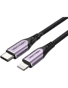 Cable USB 2.0 Tipo-C Lightning Vention TACVF/ USB Tipo-C Macho - Lightning Macho/ Hasta 27W/ 480Mbps/ 1m/ Morado