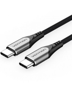 Cable USB 2.0 Tipo-C Vention TADHF/ USB Tipo-C Macho - USB Tipo-C Macho/ Hasta 60W/ 480Mbps/ 1m/ Gris