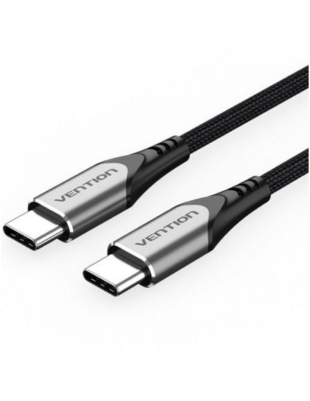 Cable USB 2.0 Tipo-C Vention TADHF/ USB Tipo-C Macho - USB Tipo-C Macho/ Hasta 60W/ 480Mbps/ 1m/ Gris