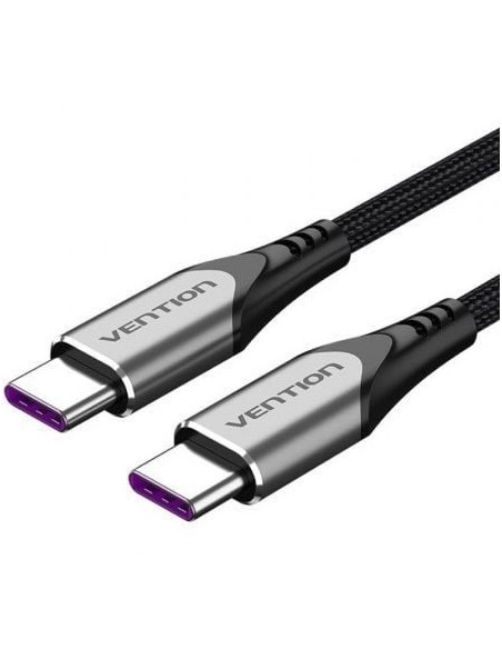 Cable USB 2.0 Tipo-C 5A 100W Vention TAEHF/ USB Tipo-C Macho - USB Tipo-C Macho/ Hasta 100W/ 480Mbps/ 1m/ Gris