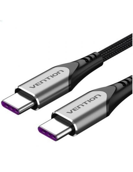 Cable USB 2.0 Tipo-C Vention TAEHG/ USB Tipo-C Macho - USB Tipo-C Macho/ Hasta 100W/ 480Mbps/ 1.5m/ Gris