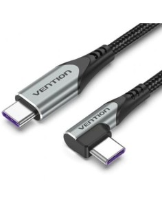 Cable USB 2.0 Tipo-C 90º Vention TAKHD/ USB Tipo-C Macho - USB Tipo-C Macho/ Hasta 100W/ 480Mbps/ 50cm/ Gris
