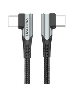 Cable USB 2.0 Tipo-C 90º Vention TANHD/ USB Tipo-C Macho - USB Tipo-C Macho/ Hasta 100W/ 480Mbps/ 50cm/ Gris