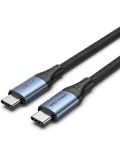 Cable USB 4.0 Tipo-C 5A Vention TAVHF/ USB Tipo-C Macho - USB Tipo-C Macho/ Hasta 240W/ 40Gbps/ 1m/ Gris