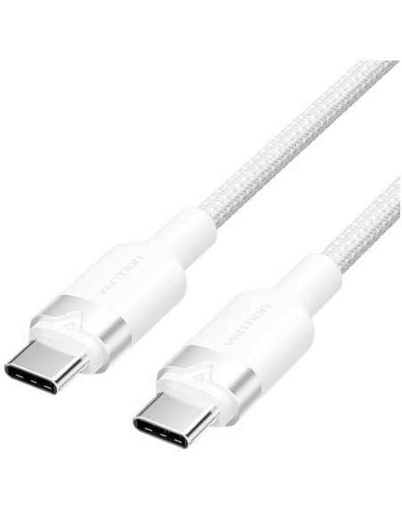 Cable USB 2.0 Tipo-C 3A Vention TRDWF/ USB Tipo-C Macho - USB Tipo-C Macho/ Hasta 60W/ 480Mbps/ 1m/ Blanco