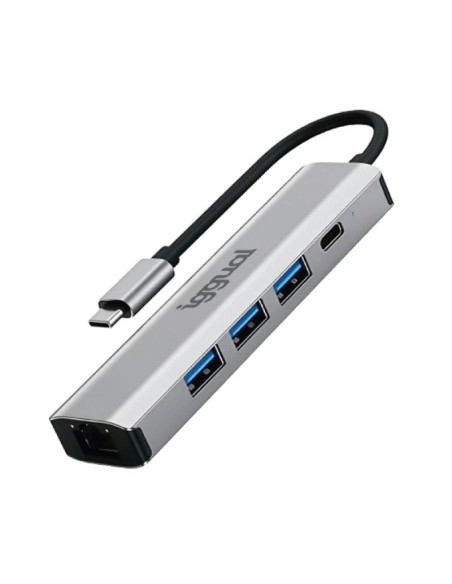 iggual Hub tipo C 5 puertos 3xUSB + RJ45 + tipo C