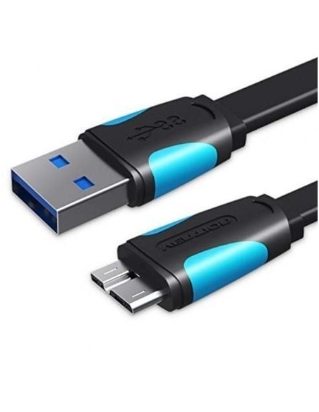 Cable USB 3.0 Vention VAS-A12-B100/ MicroUSB Macho - USB Macho/ Hasta 10W/ 5Gbps/ 1m/ Azul y Negro