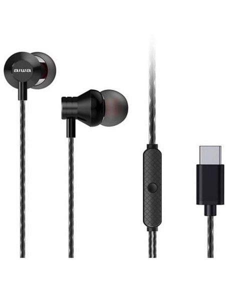 Auriculares Intrauditivos Aiwa ESTM-50USB-C/BK/ con Micrófono/ USB Tipo-C/ Negros