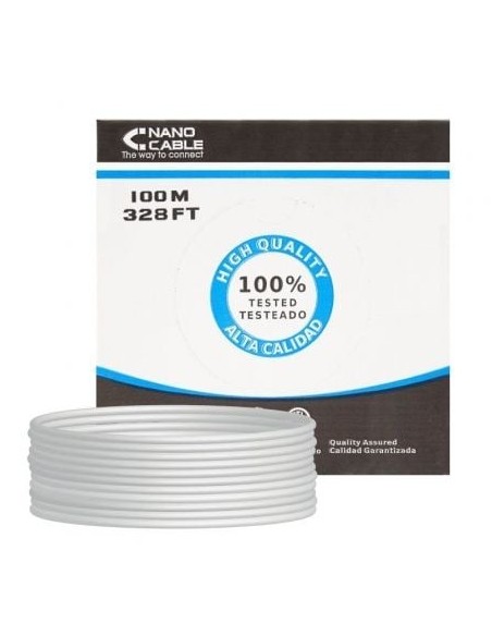 Bobina de Cable RJ45 UTP Nanocable 10.20.0302-FLEX Cat.5e/ 100m/ Gris