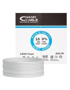 Bobina de Cable RJ45 UTP Nanocable 10.20.0304 Cat.5e/ 305m/ Gris