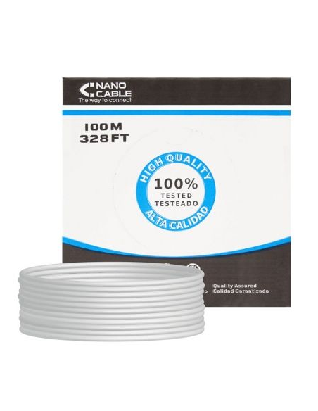 Bobina de Cable RJ45 UTP Nanocable 10.20.0302 Cat.5e/ 100m/ Gris