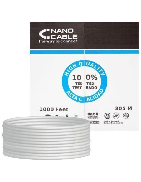 Bobina de Cable RJ45 UTP Nanocable 10.20.0304-FLEX Cat.5e/ 305m/ Gris