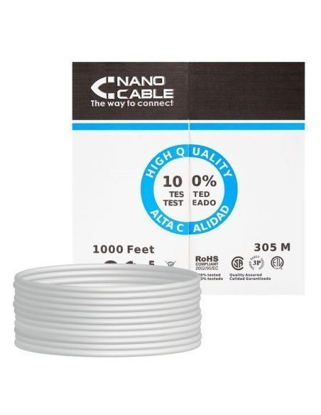 Bobina de Cable RJ45 UTP Nanocable 10.20.0504 Cat.6/ 305m/ Gris