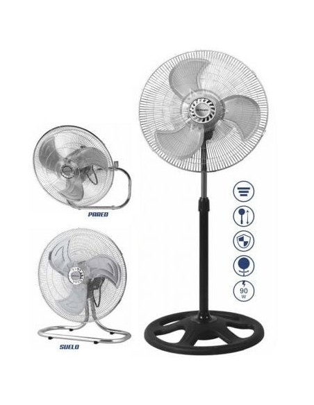 Ventilador 3 en 1 Orbegozo PWS 0547/ Sobremesa/ Pie/ Pared/ 90W/ 3 Aspas 45cm/ 3 velocidades