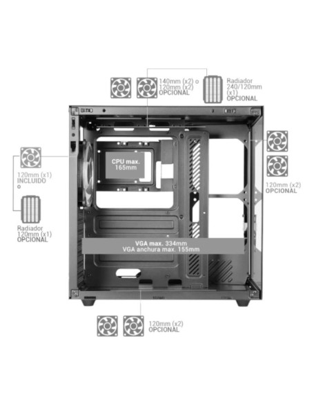 MARS GAMING MCV-ONE Atx Doble Cámara Negro