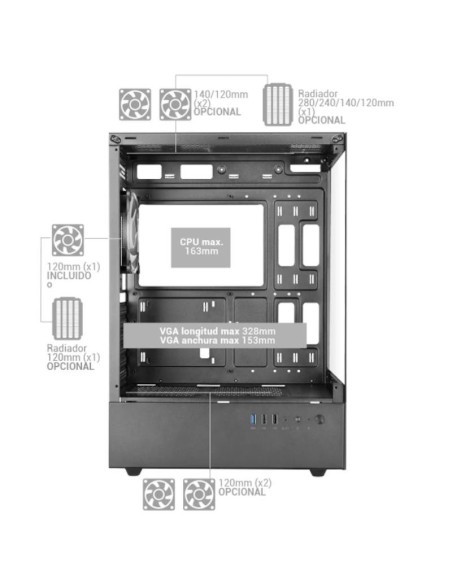 MARS GAMING Caja ATX Ventis FRGB Silence Negro