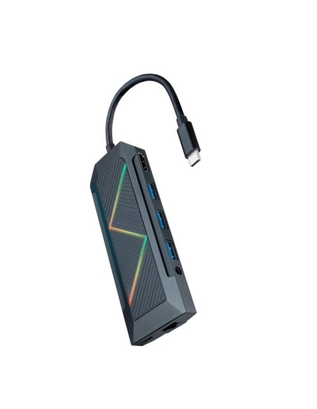 Nanocable Hub 9en1 USB+USB-C+HDMI+RJ+TF+SD+Jack