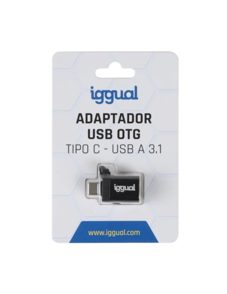 iggual Adaptador USB OTG tipo C a USB-A 3'1 negro