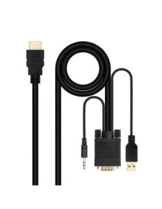 Nanocable Conversor HDMI a VGA-Jack-UBS, 18 m