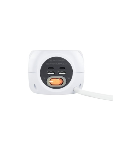 Nanocable Base de enchufes con 4 USB Blanco