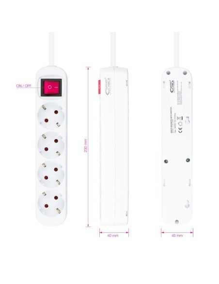 Nanocable Regleta 4 tomas con interruptor Blanca