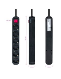 Nanocable Regleta 6 tomas con interruptor Negro