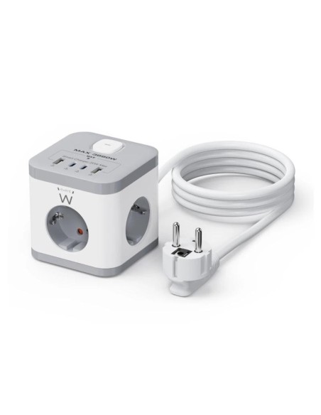 Ewent EW3863 Regleta 3 Tomas SHUCKO+2USB-A+2USB-C