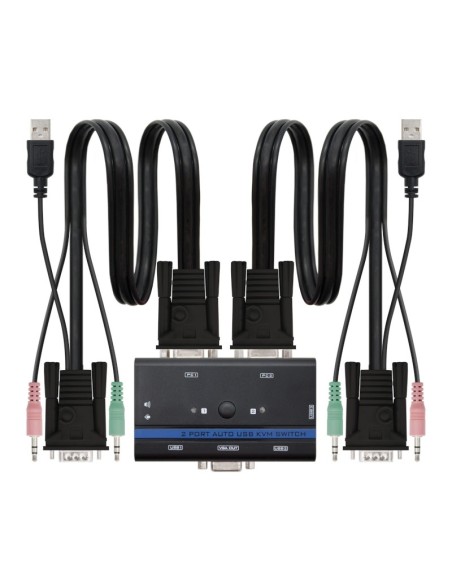 Nanocable KVM Switch VGA USB 1u-2PC+Cable