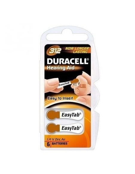 Pack 6 Pilas para Audífono Duracell DA312/ 1.6V