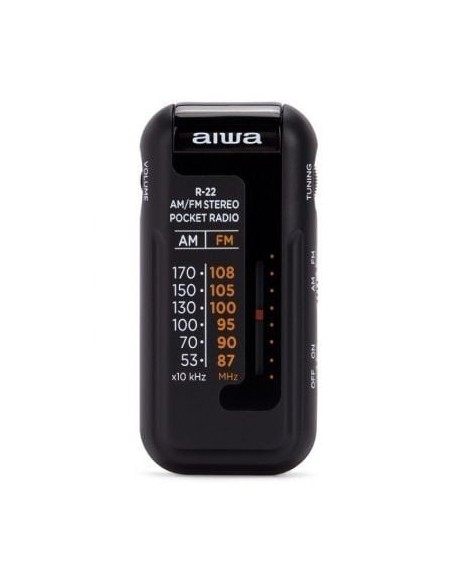 Radio Portátil Aiwa R-22BK/ con Batería/ a Pilas/ Negra