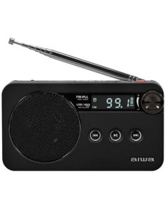 Radio Portátil Aiwa RS-77PLLBK/ con Batería/ Negra
