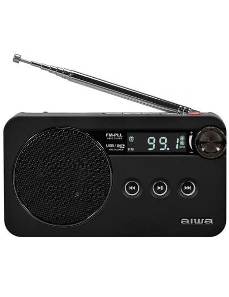 Radio Portátil Aiwa RS-77PLLBK/ con Batería/ Negra